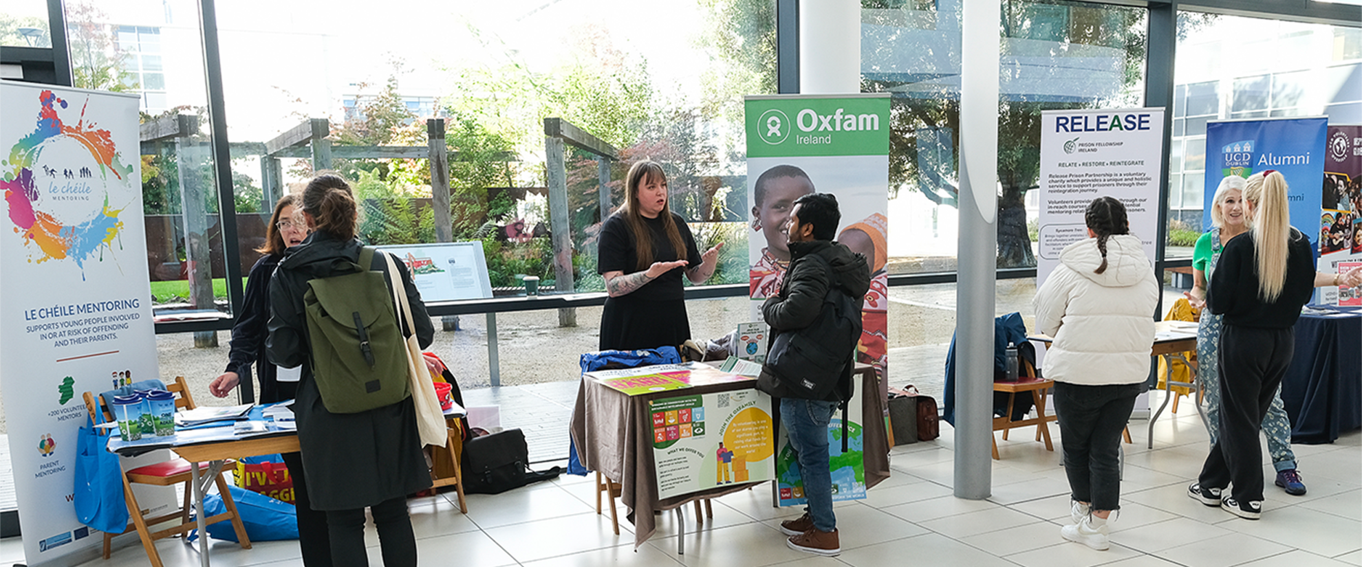 UCD students speaking to community organisations at the UCD Volunteer Fair